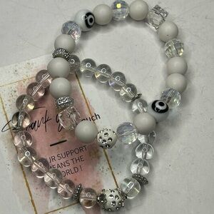 White Agate & Clear Quartz Bracelet Duo